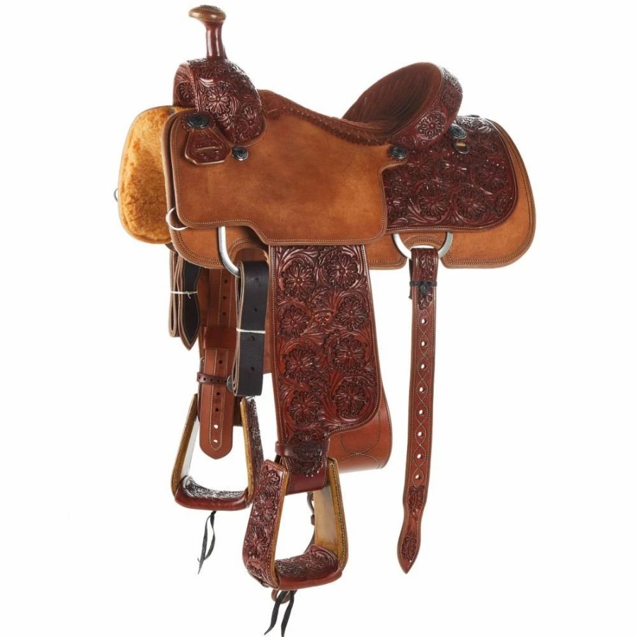 * Tomahawk 3/4 Breed Floral Team Roper With Quilted Seat | Roping Saddles