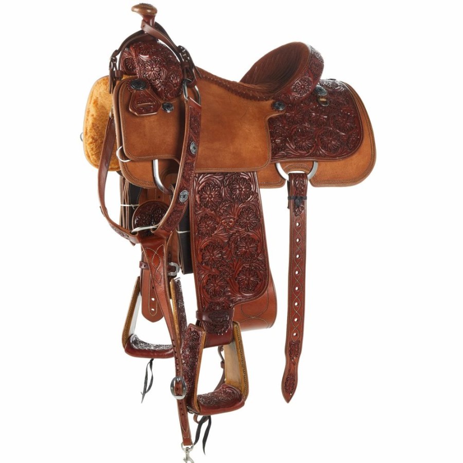 * Tomahawk 3/4 Breed Floral Team Roper With Quilted Seat | Roping Saddles