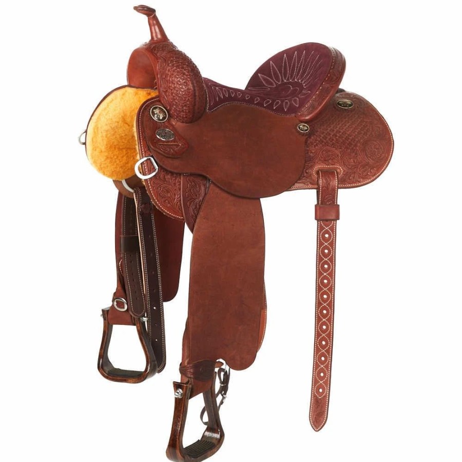 * Martin Saddlery Martin Fearless Chestnut 1/2 Spring Flower Barrel Saddle | Barrel Racing Saddles