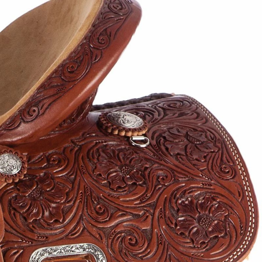 * Nrs Competitors Chocolate 1/2 Breed Jay Flower Kids Barrel Saddle | Youth Saddles