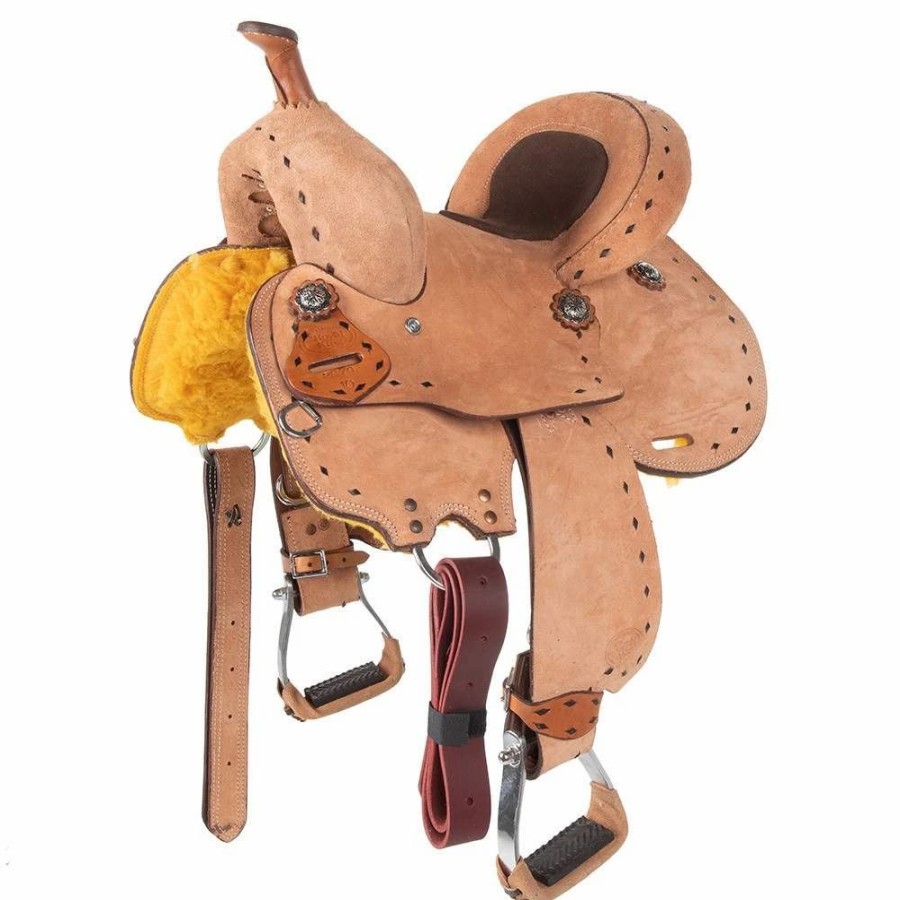 * Tough-1 Tough 1 Branson 10In. Youth Roughout Barrel Saddle With Buckstitch | Youth Saddles