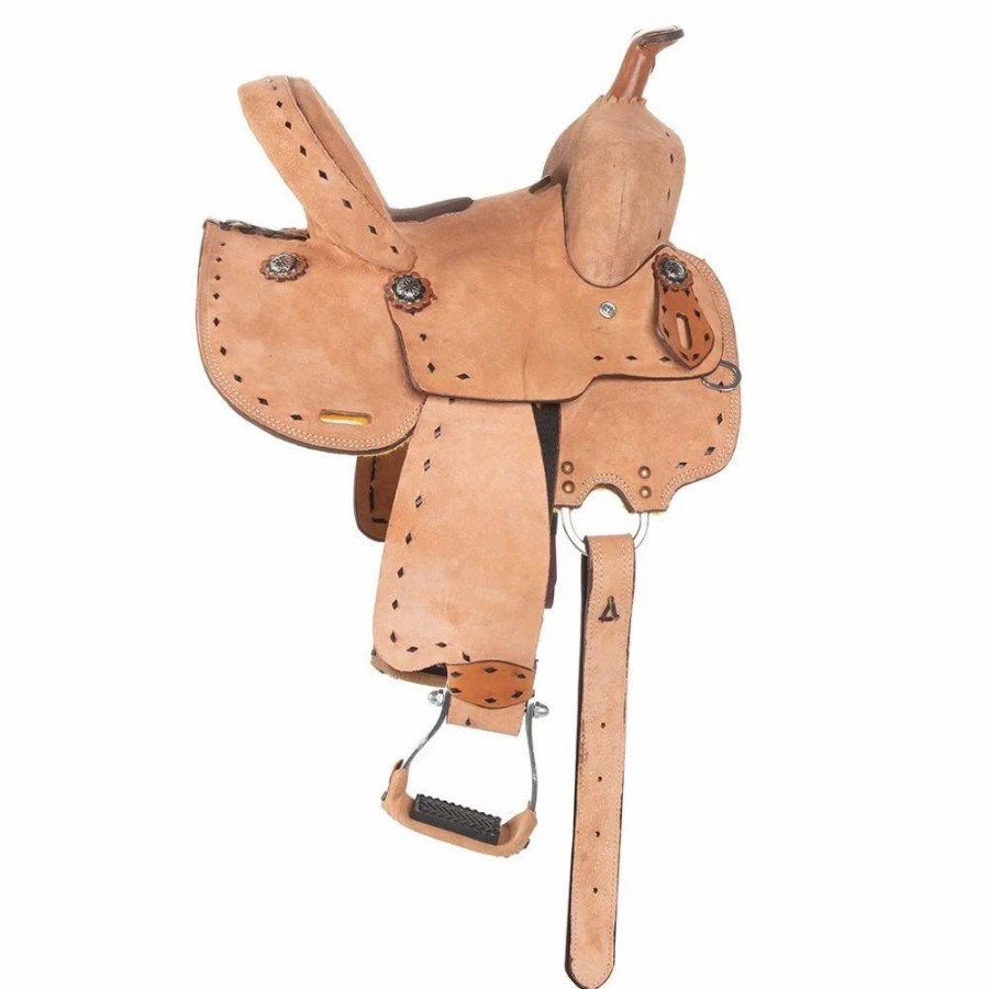 * Tough-1 Tough 1 Branson 10In. Youth Roughout Barrel Saddle With Buckstitch | Youth Saddles