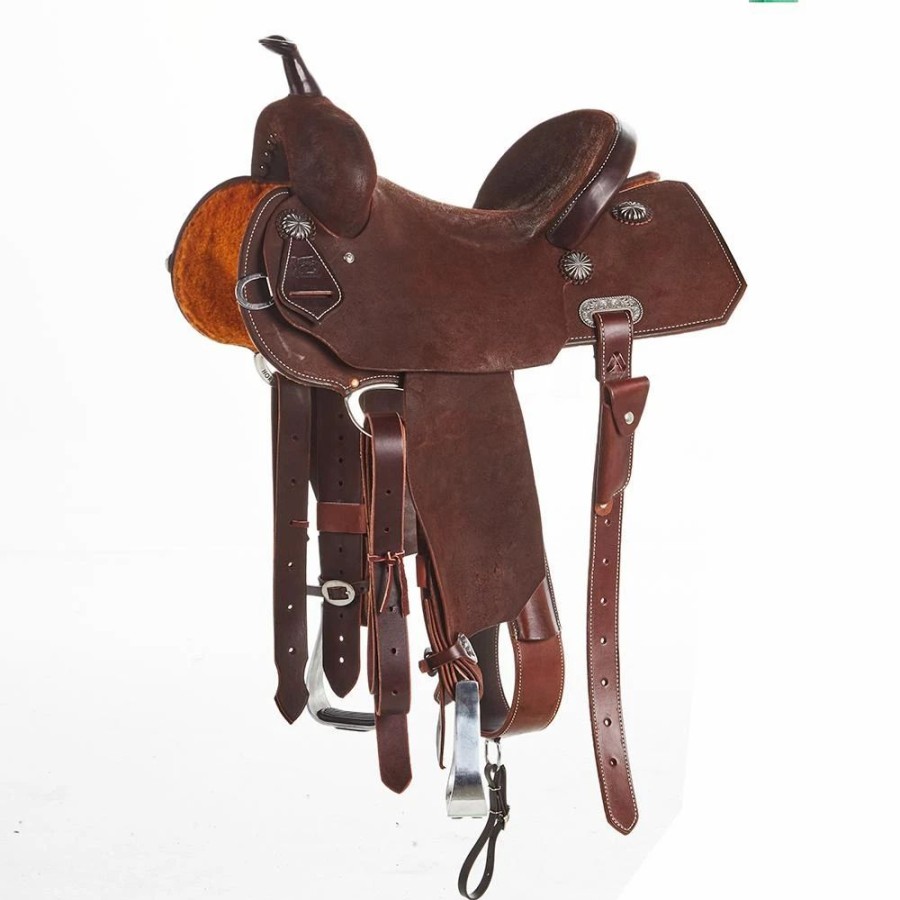 * Burns Saddlery 14 Inch 20Hd Chocolate Roughout Barrel Saddle | Barrel Racing Saddles