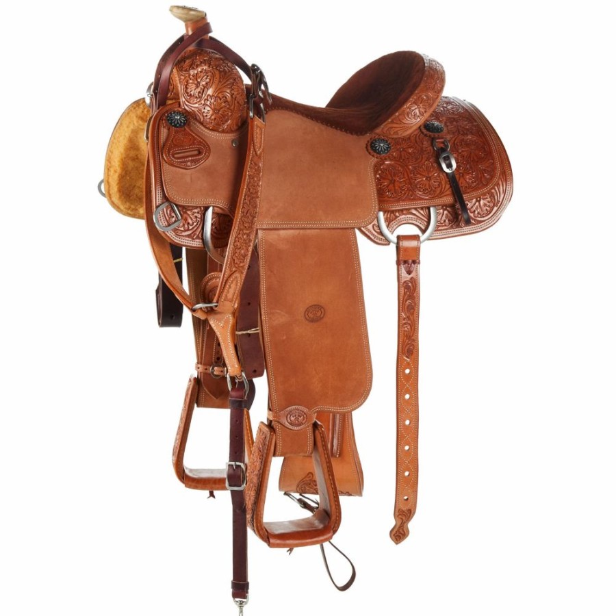 * Tomahawk 3/4 Breed Floral Team Roper With Quilted Seat | Roping Saddles