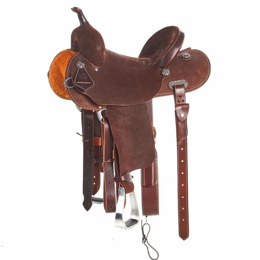 * Burns Saddlery 14 Inch 30Hd Chocolate Roughout Barrel Saddle | Barrel Racing Saddles