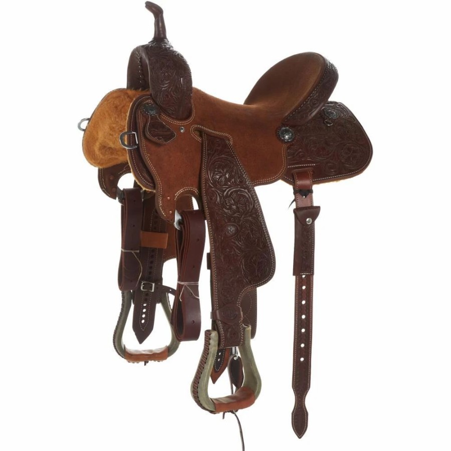 * Nrs Competitors Heavy Oil Wyoming Flower Seat Rig Barrel Saddle | Barrel Racing Saddles