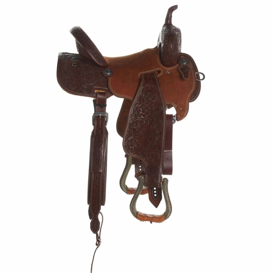 * Nrs Competitors Heavy Oil Wyoming Flower Seat Rig Barrel Saddle | Barrel Racing Saddles