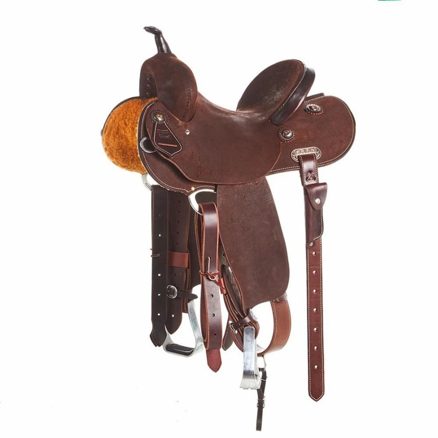 * Burns Saddlery 13 1/2 Inch 30Hd Chocolate Roughout Barrel Saddle | Barrel Racing Saddles