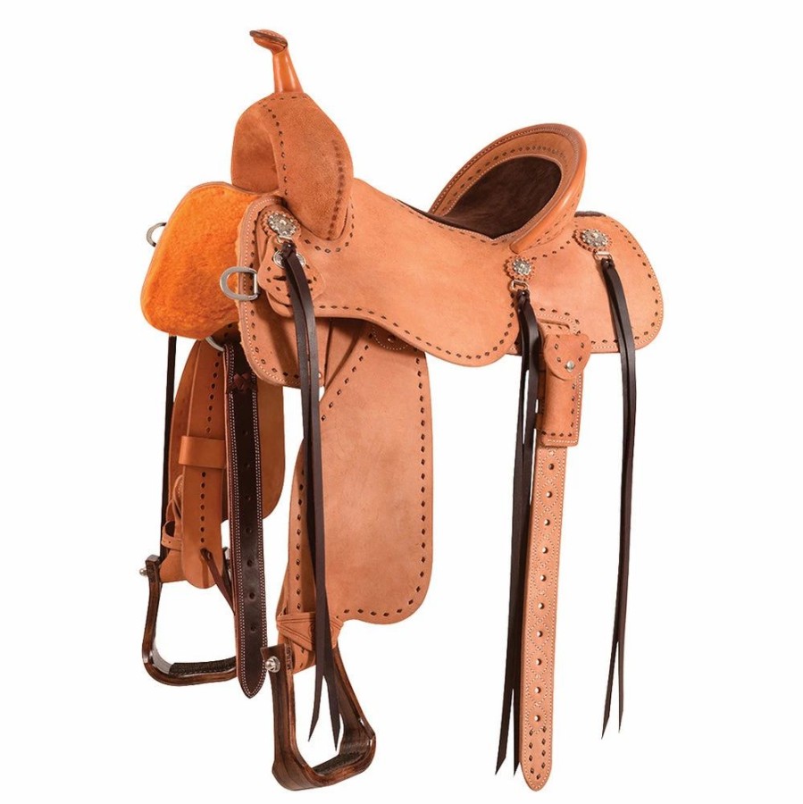 * Martin Saddlery Btr Natural Roughout With Painted Buckstitch | Barrel Racing Saddles