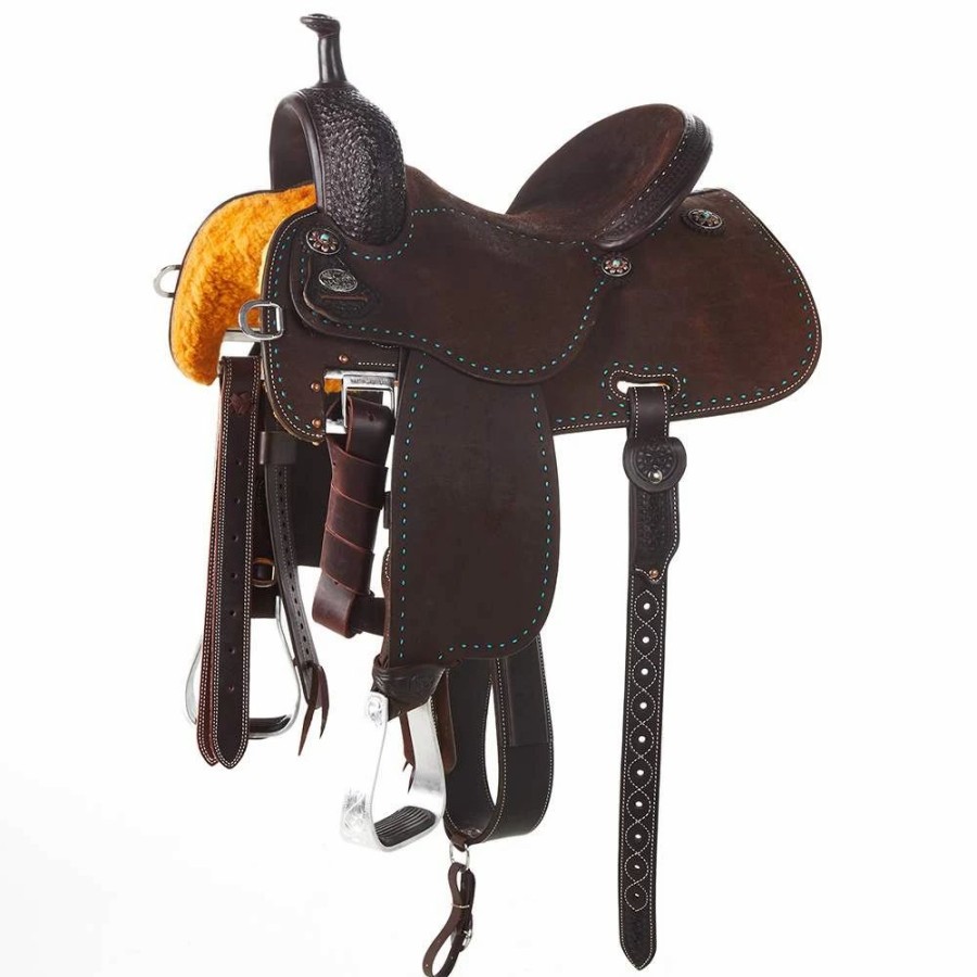 * Martin Saddlery Crown C Chocolate Barrel Saddle With Snowflake Tooling | Barrel Racing Saddles