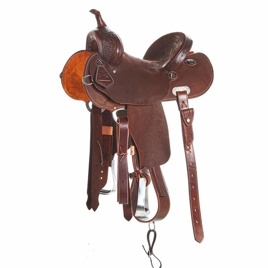 * Burns Saddlery 13 Inch 20Hd Chocolate Roughout Barrel Saddle | Barrel Racing Saddles