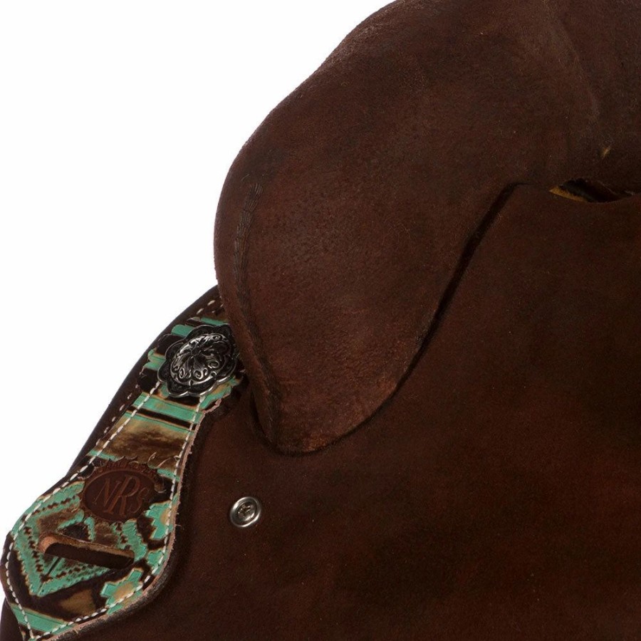 * Nrs Competitors Competitor Series Chocolate Roughout Barrel Saddle W/ Turq Accents | Barrel Racing Saddles