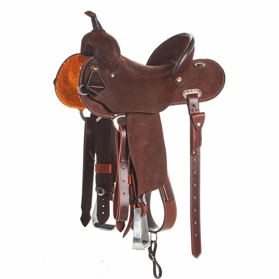 * Burns Saddlery 14 Inch 30Hdx Chocolate Roughout Barrel Saddle | Barrel Racing Saddles