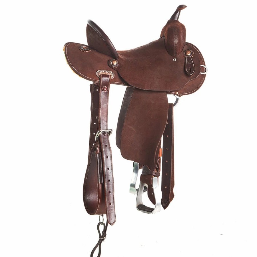 * Burns Saddlery 14 Inch 30Hdx Chocolate Roughout Barrel Saddle | Barrel Racing Saddles