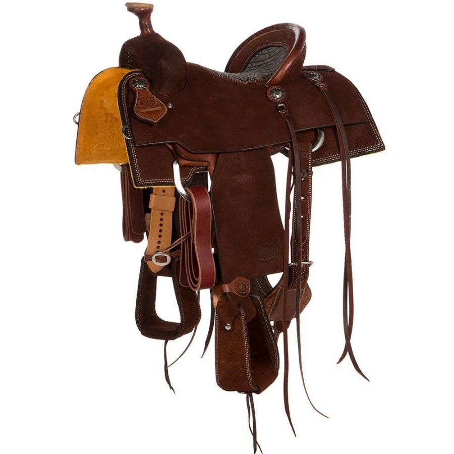 * Nrs Competitors Competitor Series Youth Chocolate Roughout W/ Inlaid Grey Bullhide | Youth Saddles