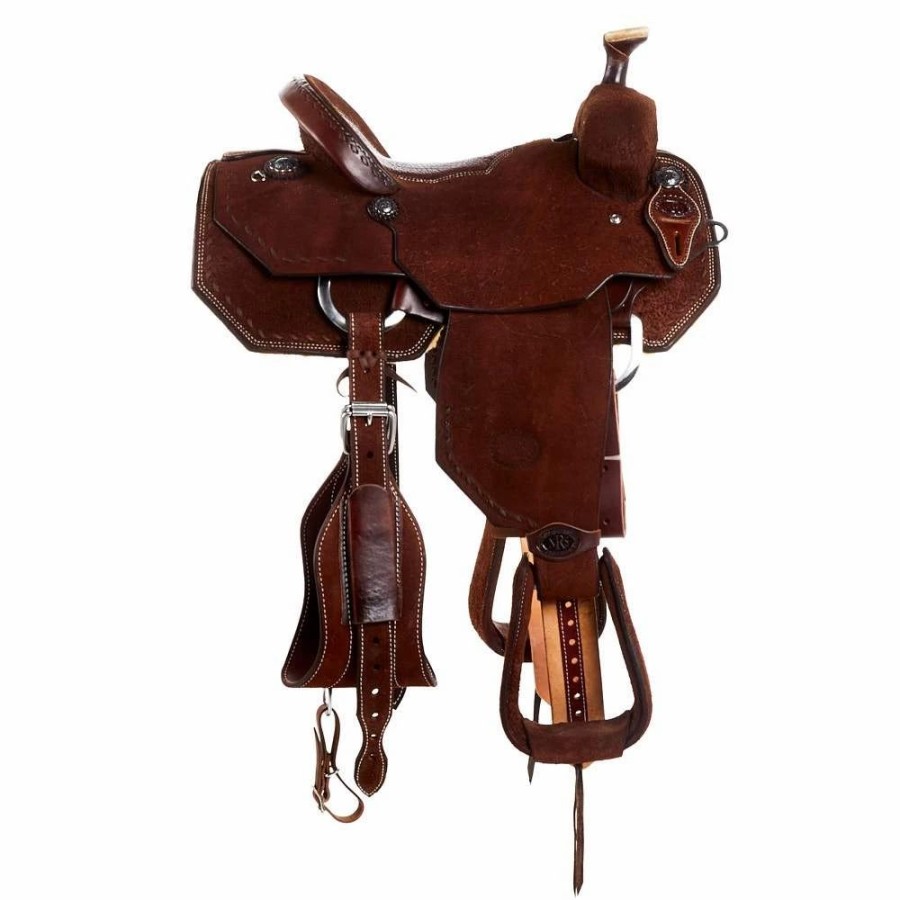 * Nrs Competitors Nrs Competitor Series Chocolate Rough Out Team Roper Saddle With Inlaid Red Bullhide Seat | Roping Saddles