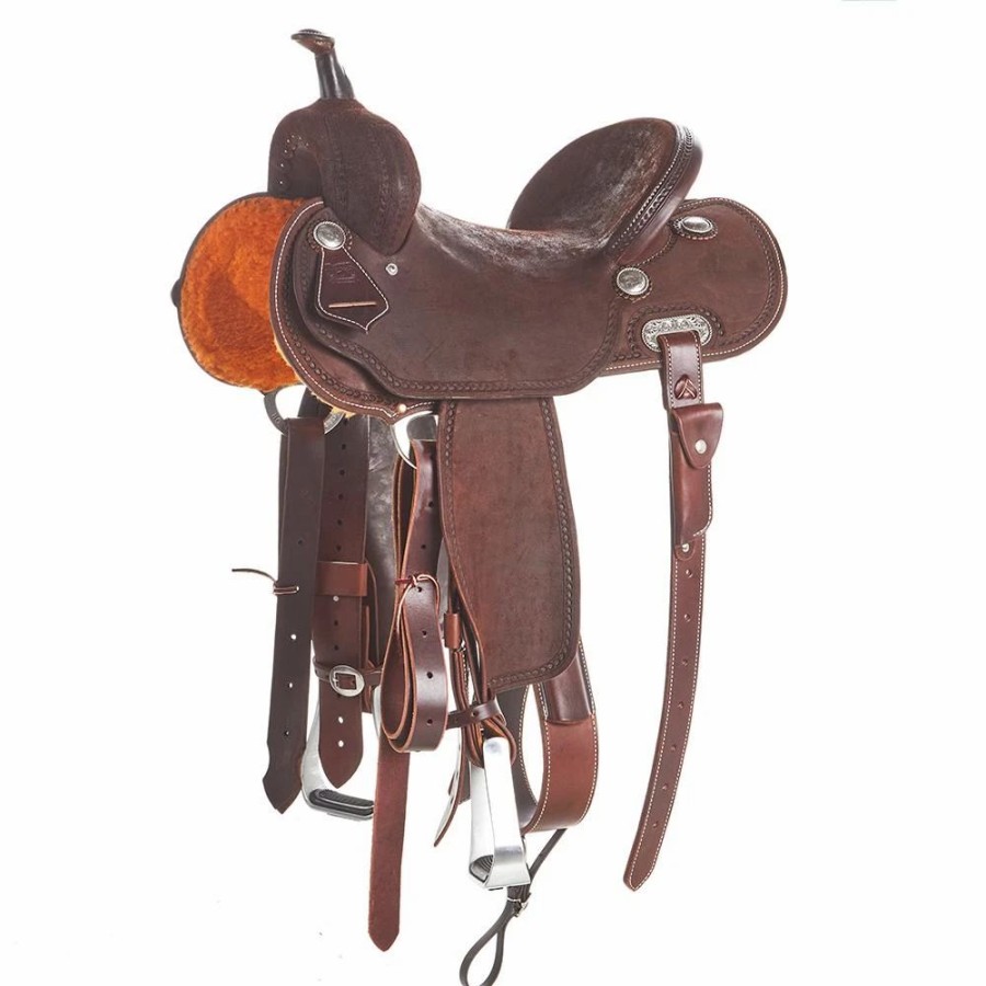 * Burns Saddlery 14 Inch 20Fd Chocolate Roughout Barrel Saddle | Barrel Racing Saddles