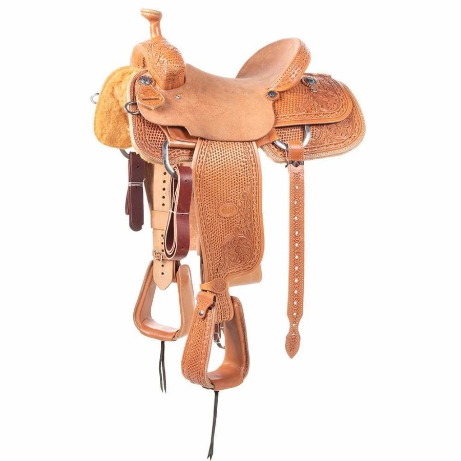 * Nrs Competitors Natural 7/8 Breed Basket And Sunflower Team Roping Saddle | Roping Saddles