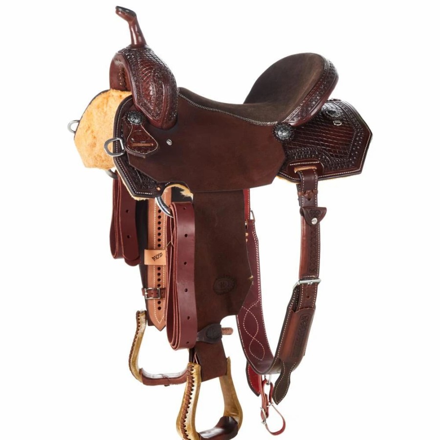 * Nrs Competitors Competitor Chocolate 1/2 Breed Diamond Tooled Full Floral Embossed Seat Barrel Racer | Barrel Racing Saddles