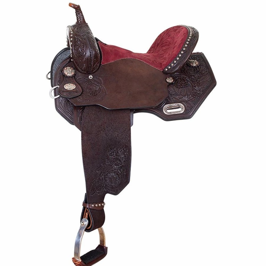 * Circle Y Saddlery Sarah Rose Wine Seat Rambling Rose | Barrel Racing Saddles