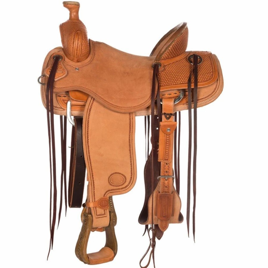 * Nrs Competitors Natural 1/2 Breed Basket Stamp Olin Young Ranch Roper Saddle | Ranch Saddles