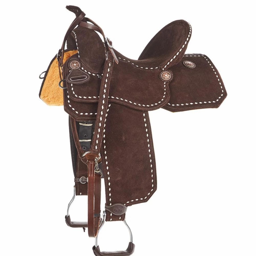 * Tomahawk Chocolate Roughout 14 Inch Lightweight Barrel Saddle With Buckstitch | Barrel Racing Saddles