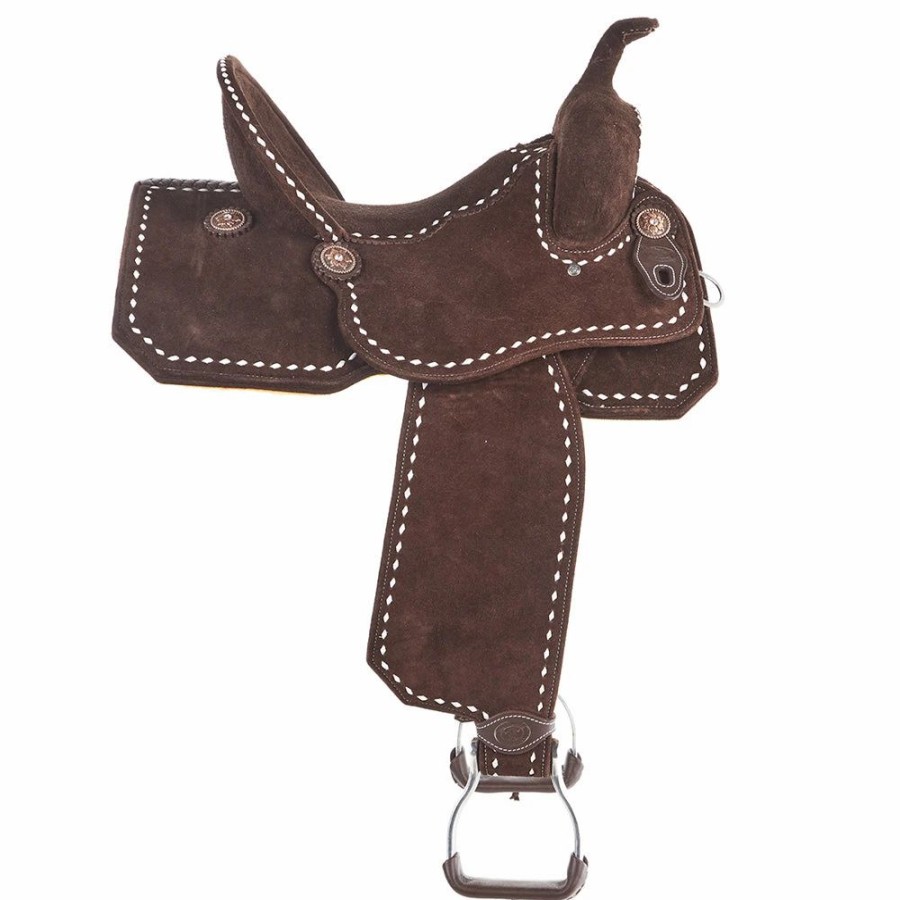 * Tomahawk Chocolate Roughout 14 Inch Lightweight Barrel Saddle With Buckstitch | Barrel Racing Saddles