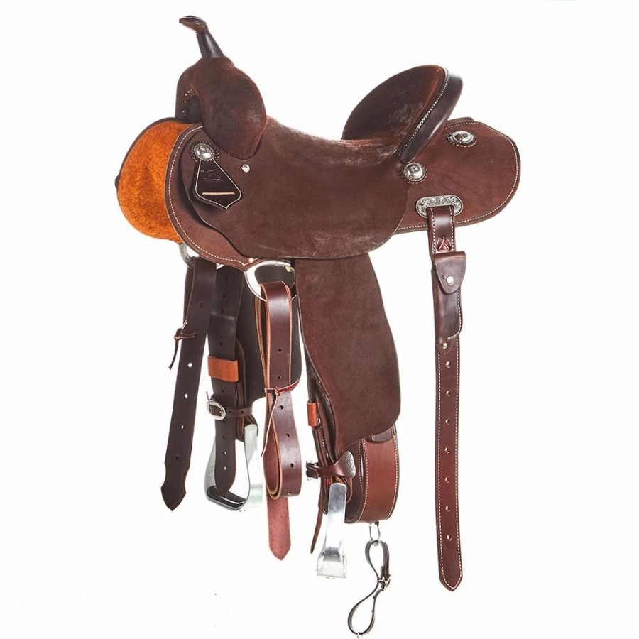 * Burns Saddlery 14 1/2 Inch 20Hdx Chocolate Roughout Barrel Saddle | Barrel Racing Saddles