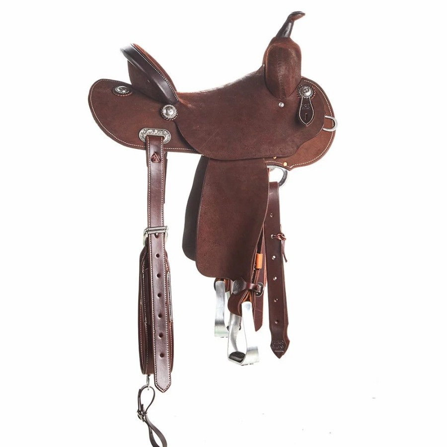 * Burns Saddlery 14 1/2 Inch 20Hdx Chocolate Roughout Barrel Saddle | Barrel Racing Saddles