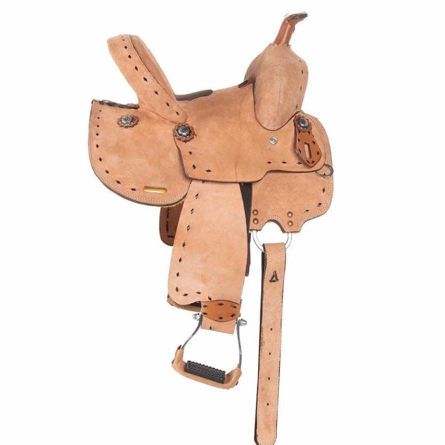 * Tough-1 Tough 1 Branson 12In. Youth Roughout Barrel Saddle With Buckstitch | Youth Saddles