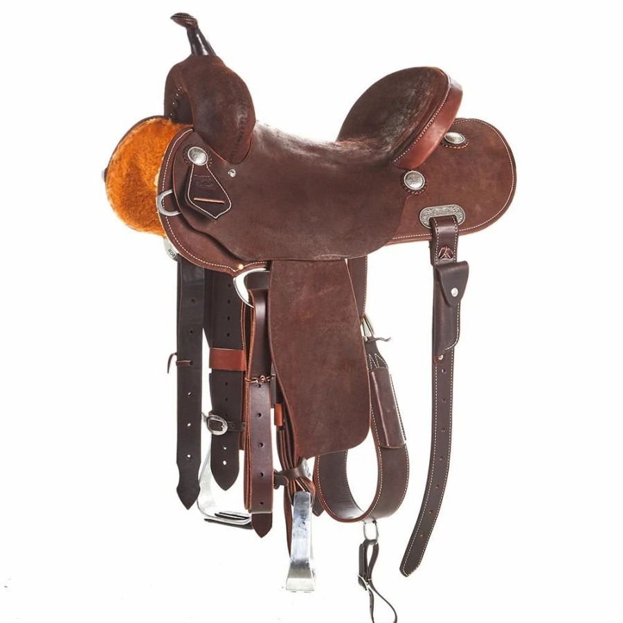 * Burns Saddlery 15 Inch 30Hd Chocolate Roughout Barrel Saddle | Barrel Racing Saddles