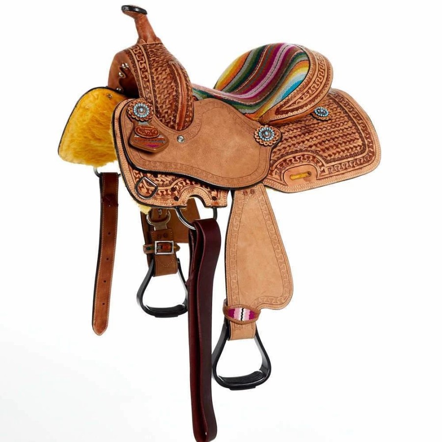 * Tough-1 Tough 1 12In. Woven Serape Seat Barrel Saddle | Youth Saddles