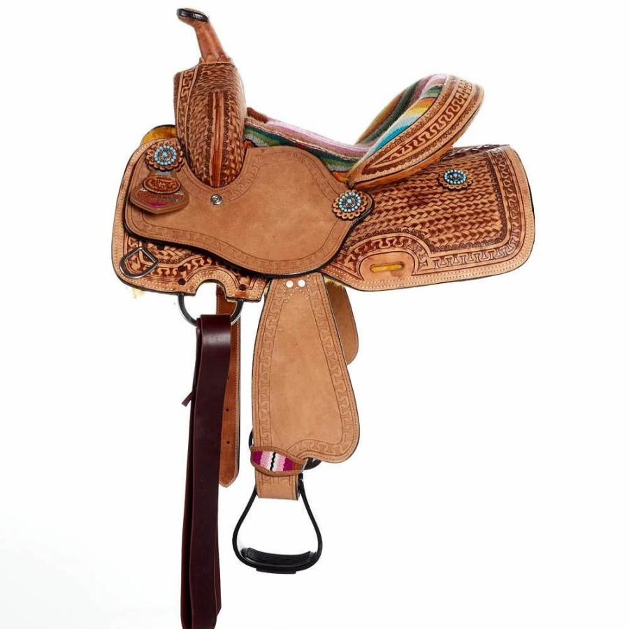 * Tough-1 Tough 1 12In. Woven Serape Seat Barrel Saddle | Youth Saddles