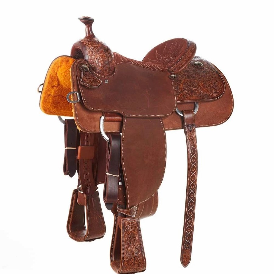 * Martin Saddlery Martin Saddlery Weathered Antique Rust Suede Seat Team Roper | Roping Saddles