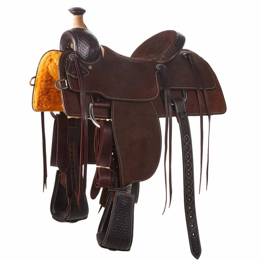 * Martin Saddlery Roper Chocolate With Waffle Tooling | Roping Saddles