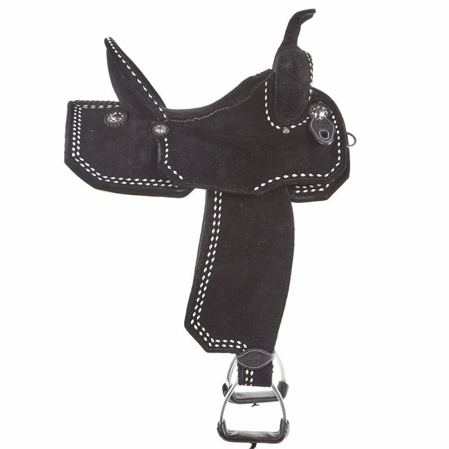 * Tomahawk Black Roughout 14 Inch Lightweight Barrel Saddle With Buckstitch | Barrel Racing Saddles