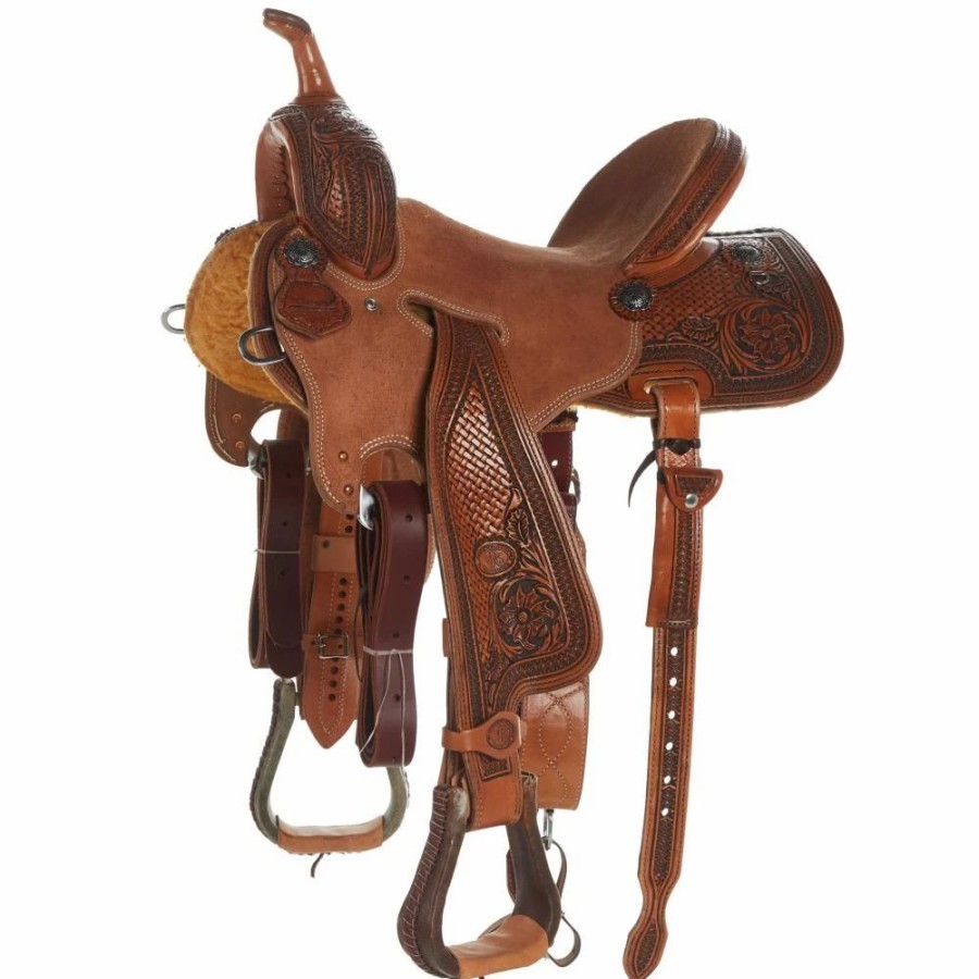 * Nrs Competitors Natural Antique 7/8 Breed Tapete Grande/Prairie Flower Combo Barrel Saddle | Barrel Racing Saddles