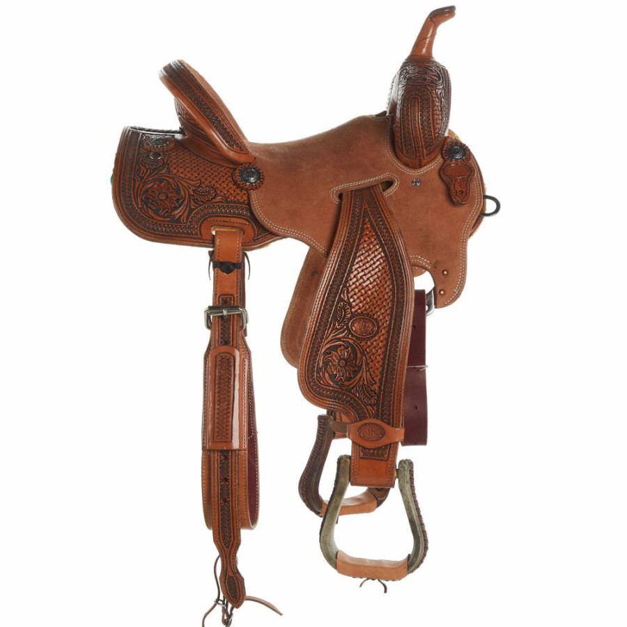 * Nrs Competitors Natural Antique 7/8 Breed Tapete Grande/Prairie Flower Combo Barrel Saddle | Barrel Racing Saddles