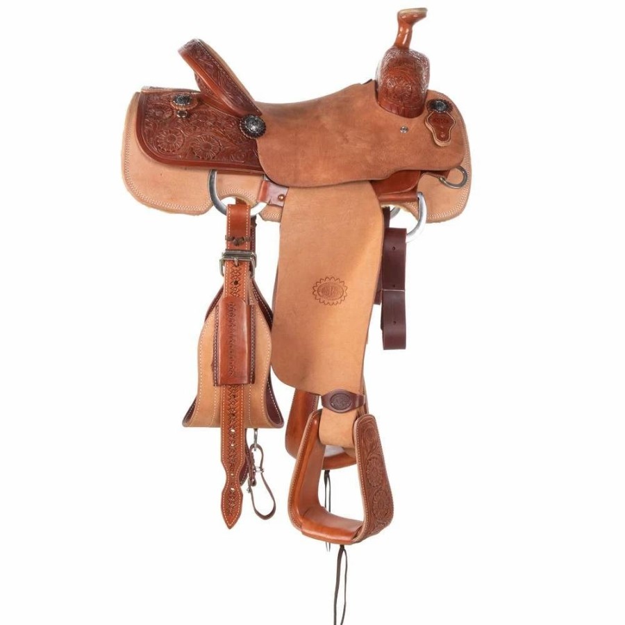 * Nrs Competitors Nrs 1/4 Breed Chestnut/Natural Combo Nrs Floral Team Roping Saddle | Roping Saddles