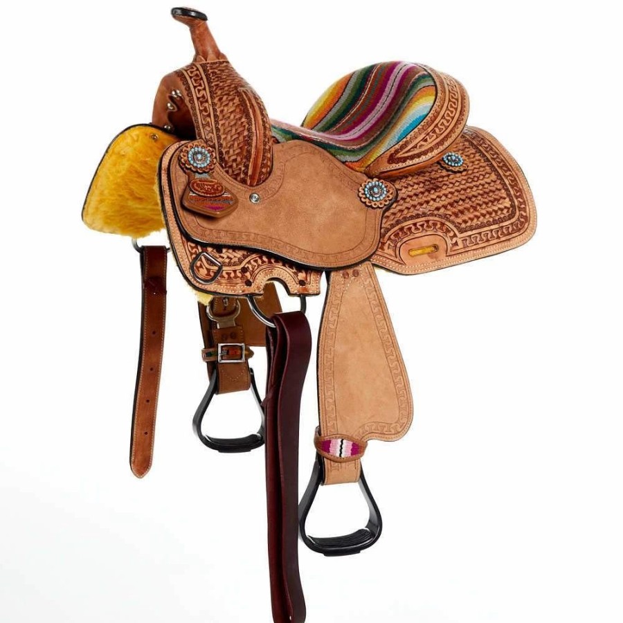 * Tough-1 Tough 1 10In. Woven Serape Seat Barrel Saddle | Youth Saddles