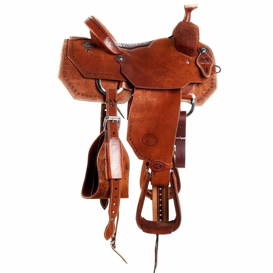 * Nrs Competitors Nrs Competitor Series Chestnut Rough Out Team Roper Saddle With Inlaid Red Bullhide Seat | Roping Saddles