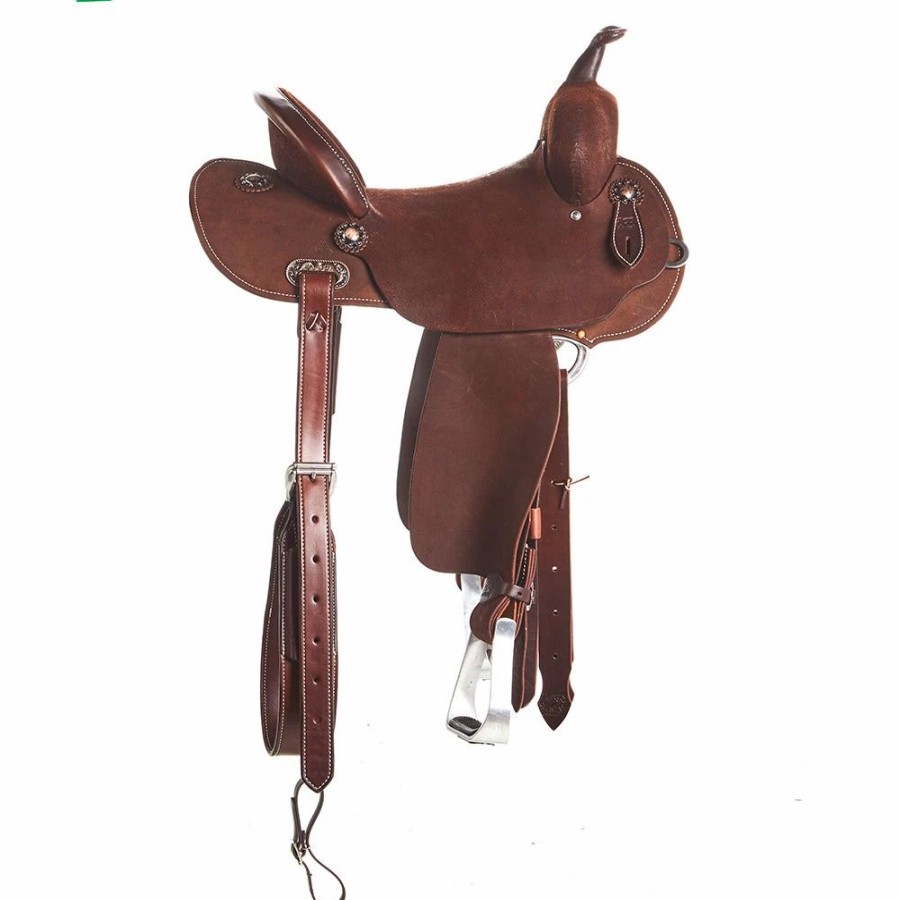 * Burns Saddlery 14 1/2 Inch 20Fdx Chocolate Roughout Barrel Saddle | Barrel Racing Saddles