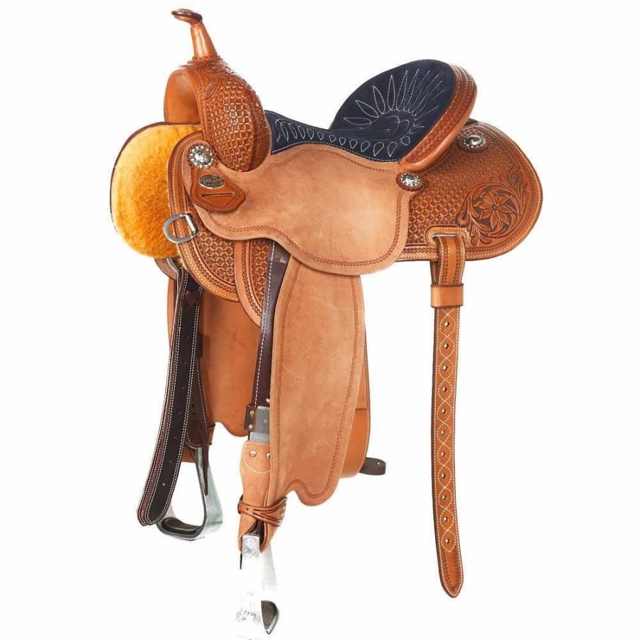 * Martin Saddlery Martin Fearless 1/2 Breed Wyoming Flower Dark Framed Barrel Saddle | Barrel Racing Saddles