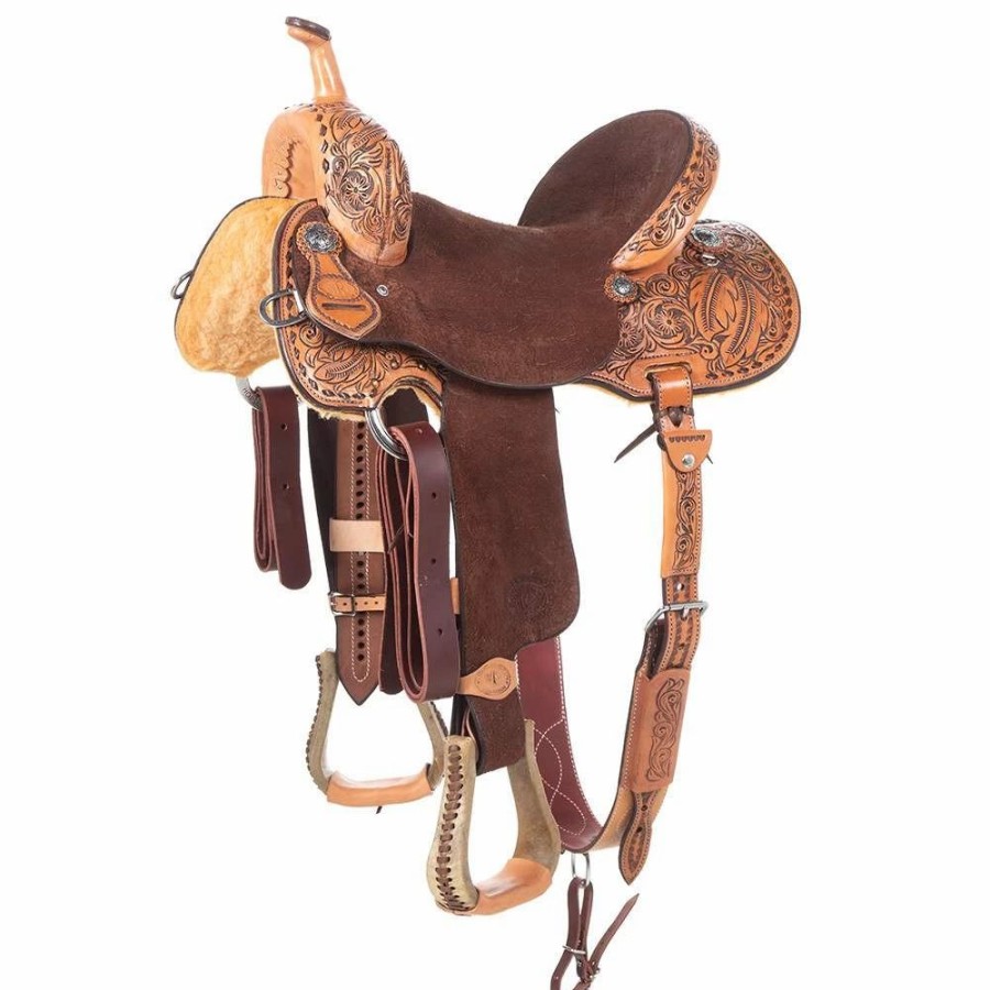 * Nrs Competitors Nat Antq And Choc Combo Feather Barrel Saddle | Barrel Racing Saddles