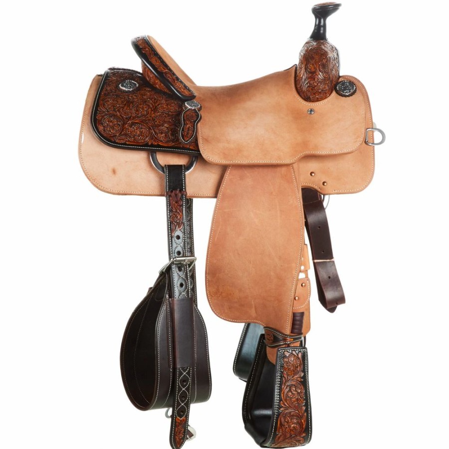 * Martin Saddlery Martin Saddlery Weathered Antique & Dark Framed 1/4 Tooled Team Roper | Roping Saddles