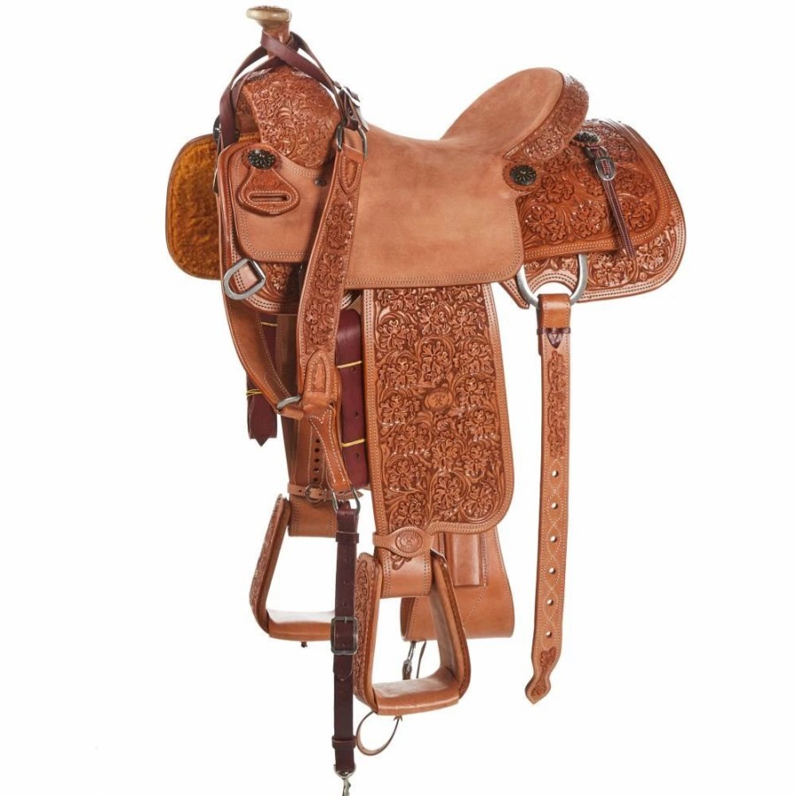 * Tomahawk 7/8 Breed Floral Natural Team Roper | Roping Saddles