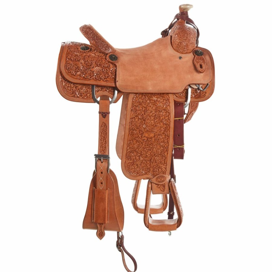 * Tomahawk 7/8 Breed Floral Natural Team Roper | Roping Saddles