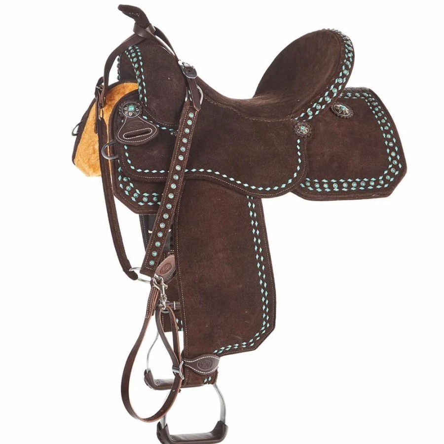 * Tomahawk Chocolate Roughout 14 Inch Lightweight Barrel Saddle With Buckstitch | Barrel Racing Saddles