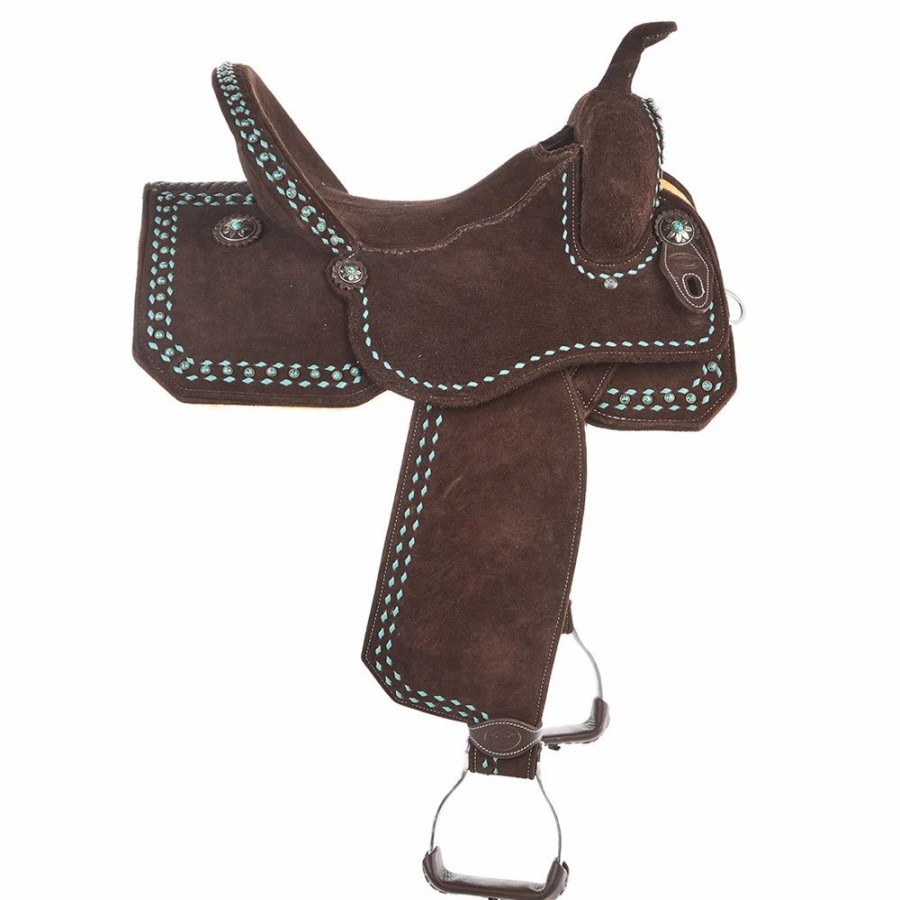 * Tomahawk Chocolate Roughout 14 Inch Lightweight Barrel Saddle With Buckstitch | Barrel Racing Saddles