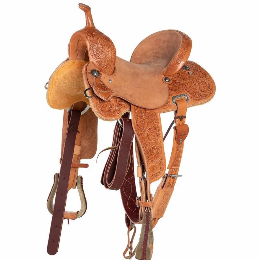 * Nrs Competitors Nrs Competitor Series 7/8 Breed Prairie Flower Natural Barrel Saddle | Barrel Racing Saddles